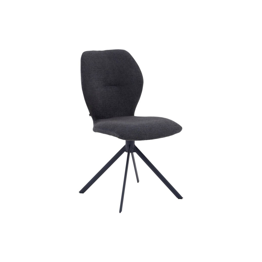 Goossens Eetkamerstoel Hera blauw stof leuning, modern design afbeelding 1