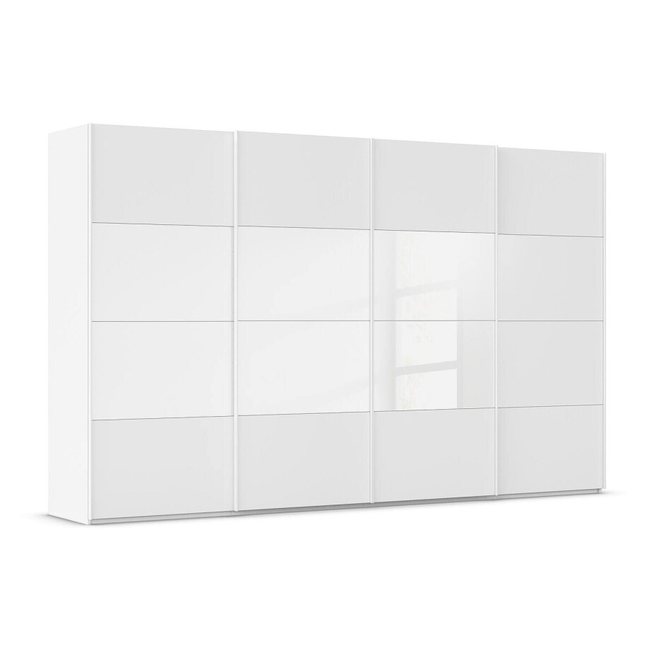 Goossens Kledingkast Finca Combi Glans-mat Glas, Slaapkamerkast 400 cm breed, 236 cm hoog, 4x 4 paneel (glas met glas mat combinatie) schuifdeuren afbeelding 1