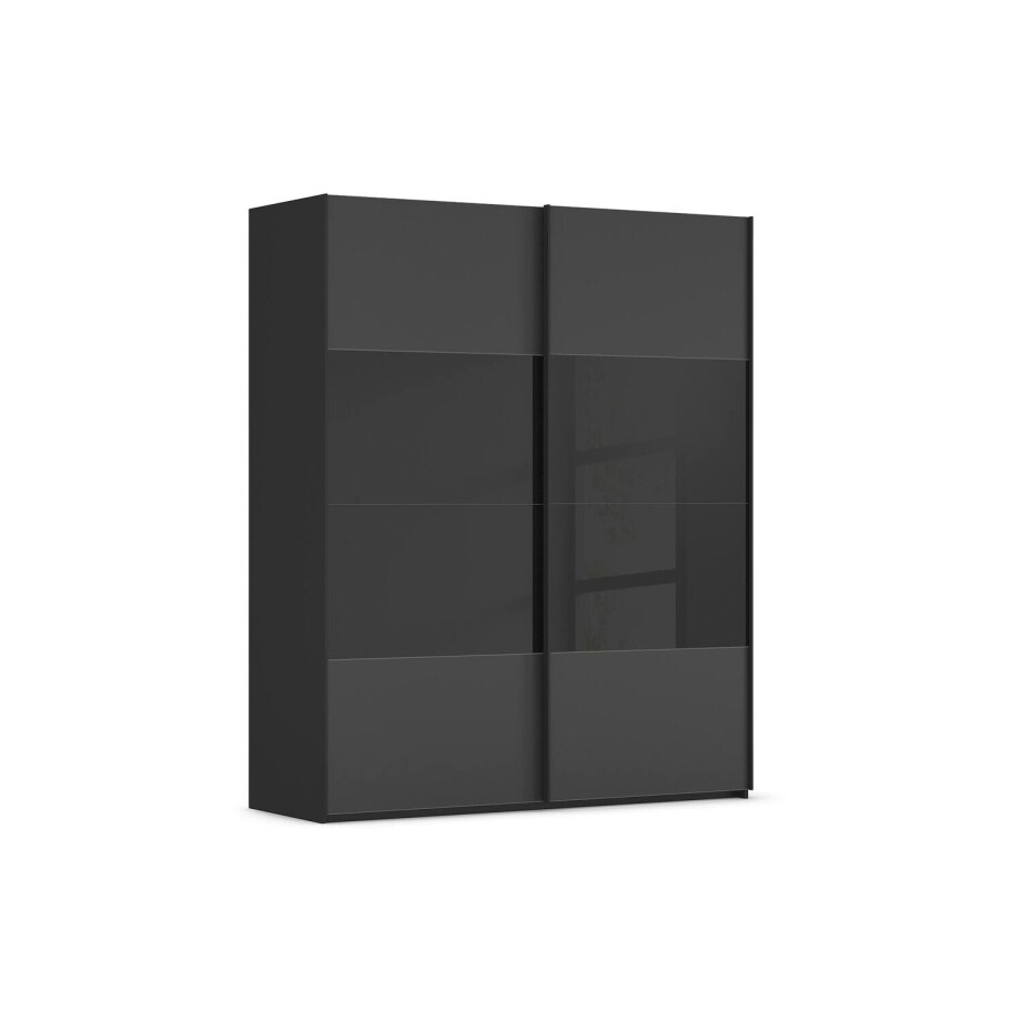 Goossens Kledingkast Finca Combi Glans-mat Glas, Slaapkamerkast 160 cm breed, 236 cm hoog, 2x 4 paneel (glas met glas mat combinatie) schuifdeuren afbeelding 1