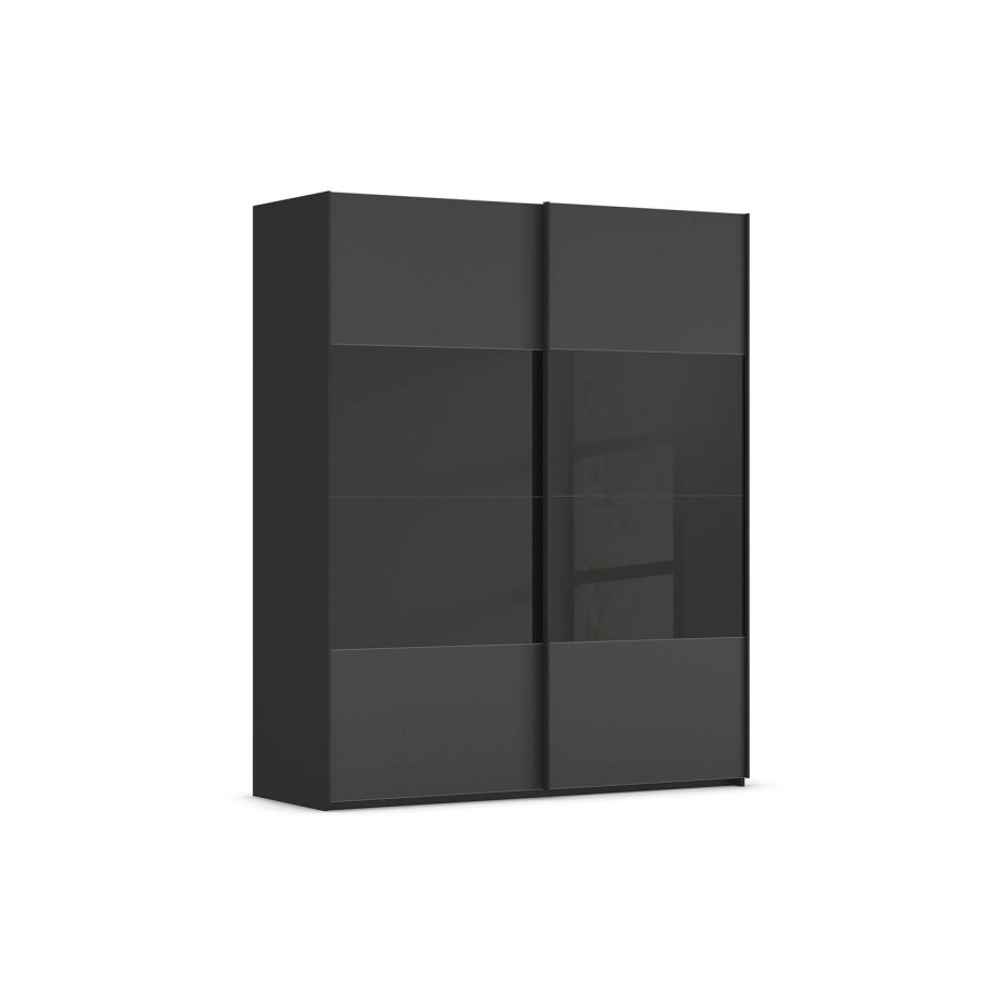 Goossens Kledingkast Finca Combi Glans-mat Glas, Slaapkamerkast 200 cm breed, 236 cm hoog, 2x 4 paneel (glas met glas mat combinatie) schuifdeuren afbeelding 1