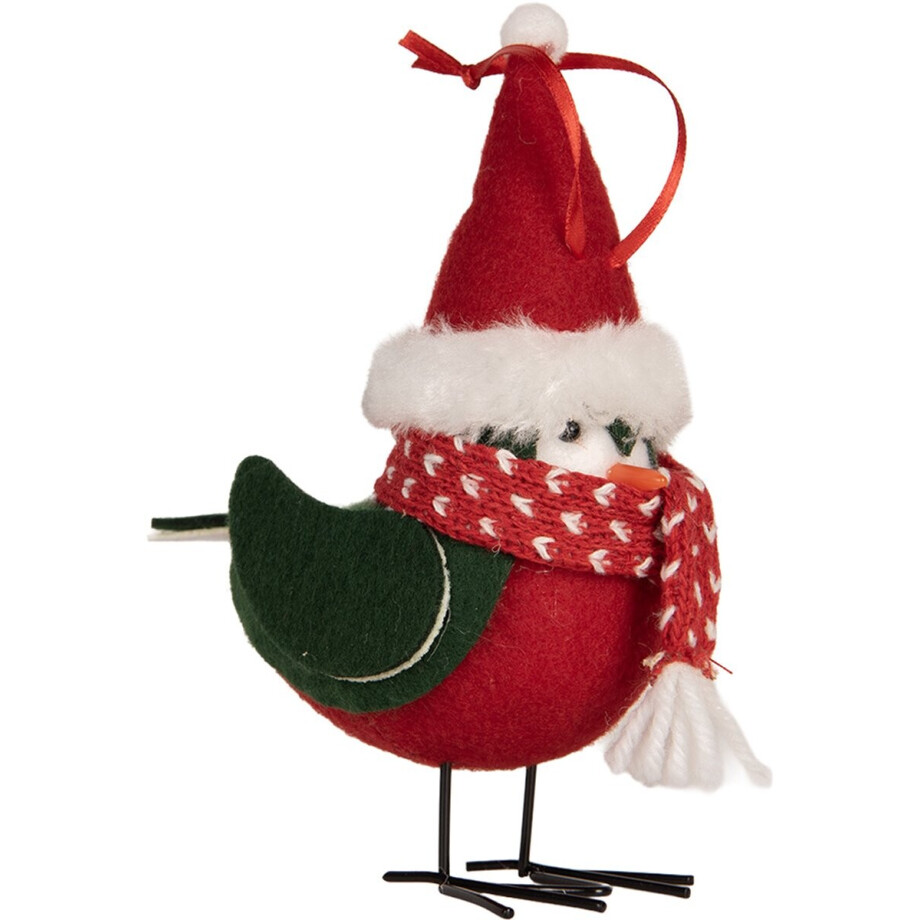 Clayre & Eef Decoratie Vogel 11x7x12 cm Rood Synthetisch afbeelding 1