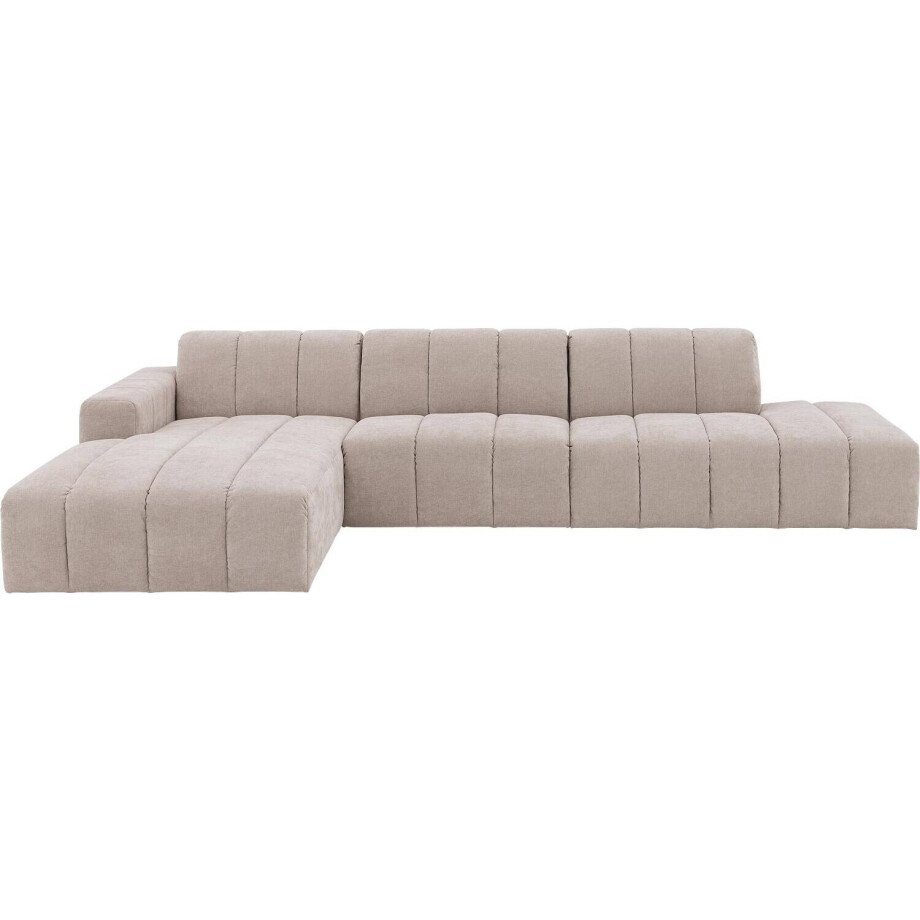 Goossens Bank Lewis bruin, stof, modern design met chaise longue links afbeelding 1