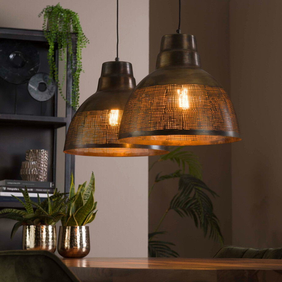 Hanglamp Screen 2-lichts Antiek brons Hanglamp Screen 2-lichts Antiek brons afbeelding 1