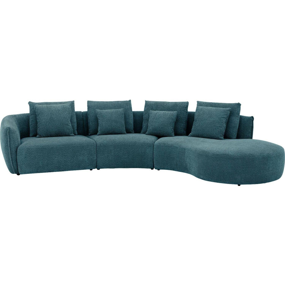 Goossens Bank Fay groen, stof, 1,5-zits, stijlvol landelijk met chaise longue links afbeelding 1