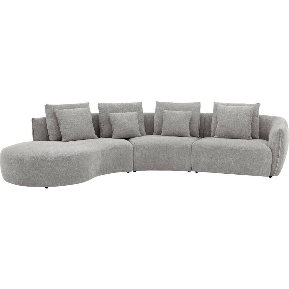 Goossens Bank Fay grijs, stof, 1,5-zits, stijlvol landelijk met chaise longue links afbeelding 1