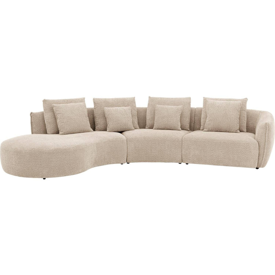 Goossens Bank Fay bruin, stof, 1,5-zits, stijlvol landelijk met chaise longue rechts afbeelding 1