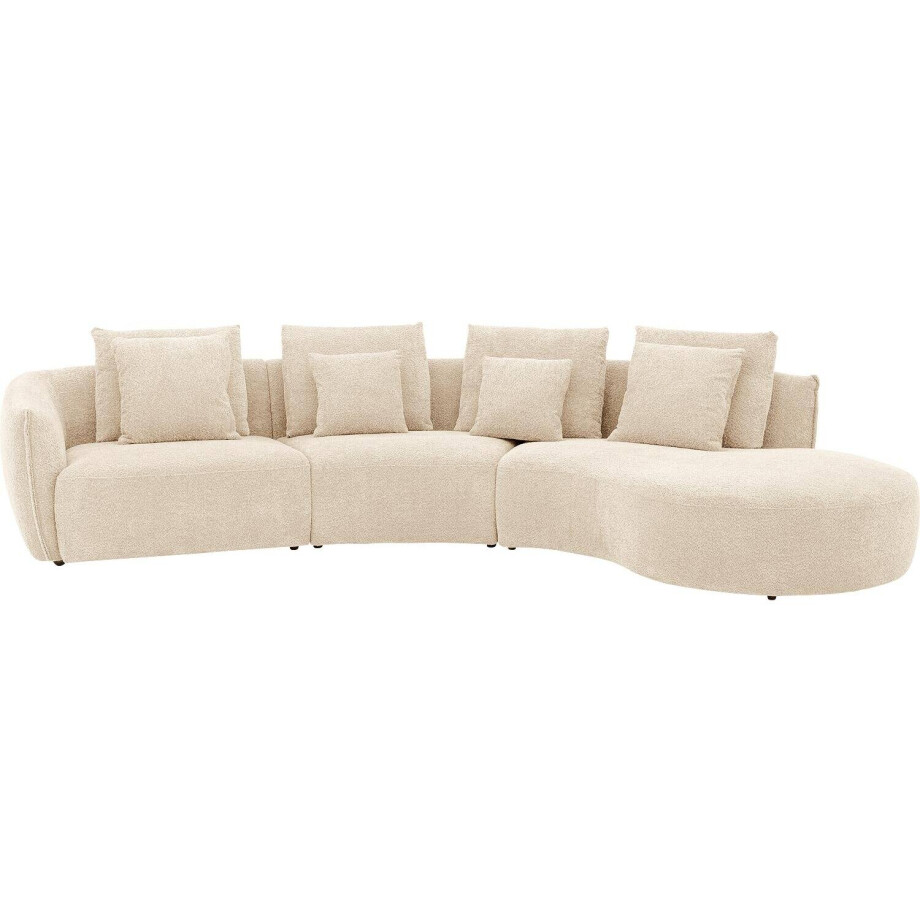Goossens Bank Fay bruin, stof, 1,5-zits, stijlvol landelijk met chaise longue rechts afbeelding 1