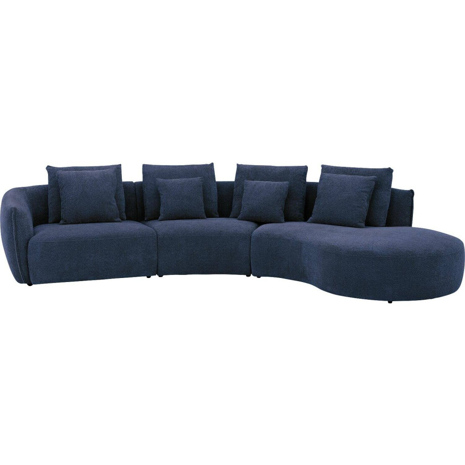 Goossens Bank Fay blauw, stof, 1,5-zits, stijlvol landelijk met chaise longue rechts afbeelding 1