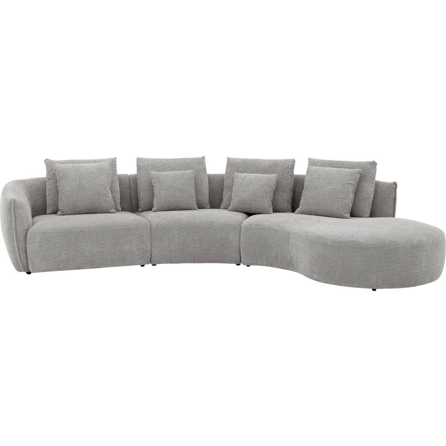 Goossens Bank Fay grijs, stof, 1,5-zits, stijlvol landelijk met chaise longue rechts afbeelding 1