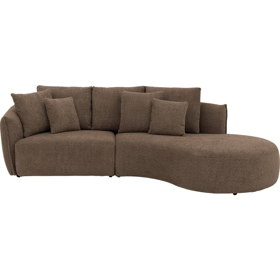 Goossens Bank Fay bruin, stof, 1,5-zits, stijlvol landelijk met chaise longue links afbeelding 1