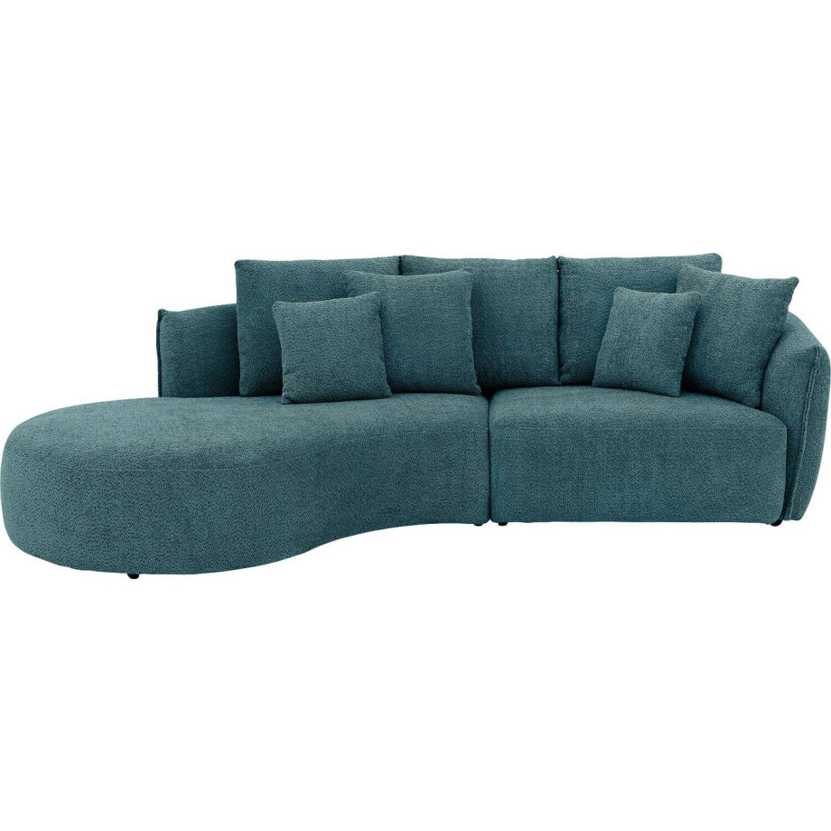Goossens Bank Fay groen, stof, 1,5-zits, stijlvol landelijk met chaise longue links afbeelding 1