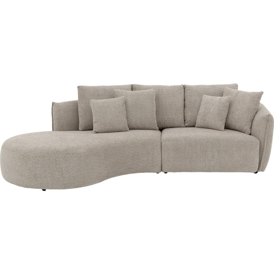 Goossens Bank Fay lichtgrijs, stof, 1,5-zits, stijlvol landelijk met chaise longue links afbeelding 1