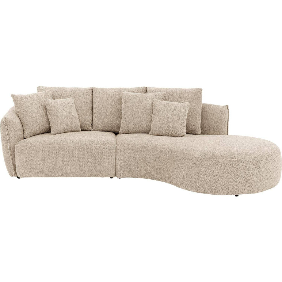 Goossens Bank Fay bruin, stof, 1,5-zits, stijlvol landelijk met chaise longue rechts afbeelding 1