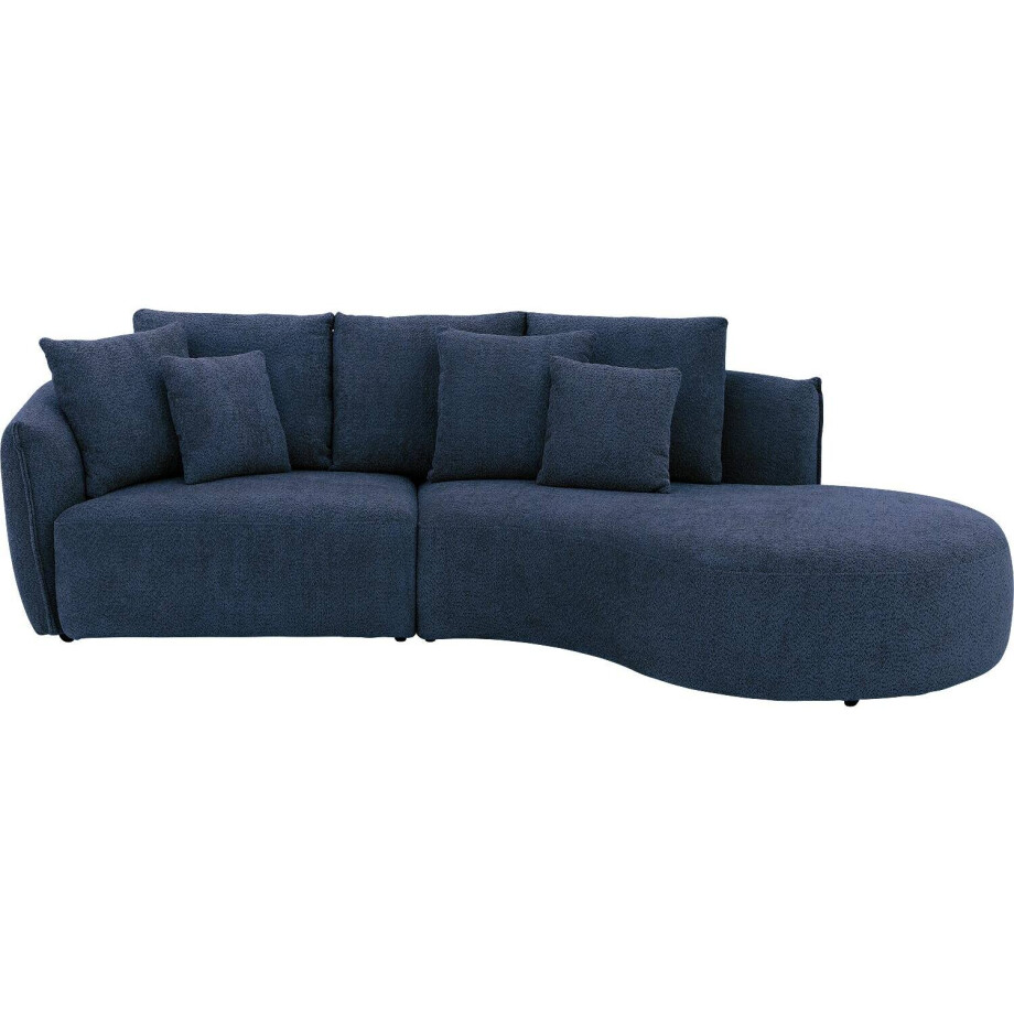 Goossens Bank Fay blauw, stof, 1,5-zits, stijlvol landelijk met chaise longue rechts afbeelding 1