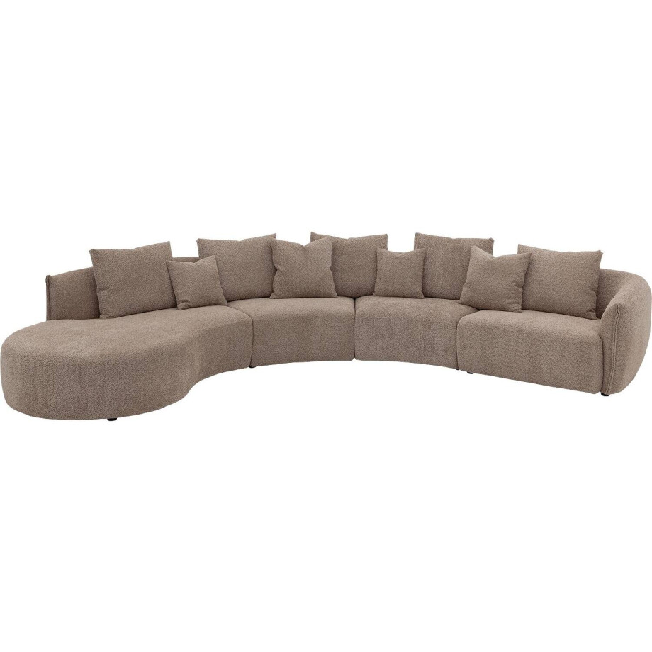 Goossens Bank Fay bruin, stof, 1,5-zits, stijlvol landelijk met chaise longue links afbeelding 1