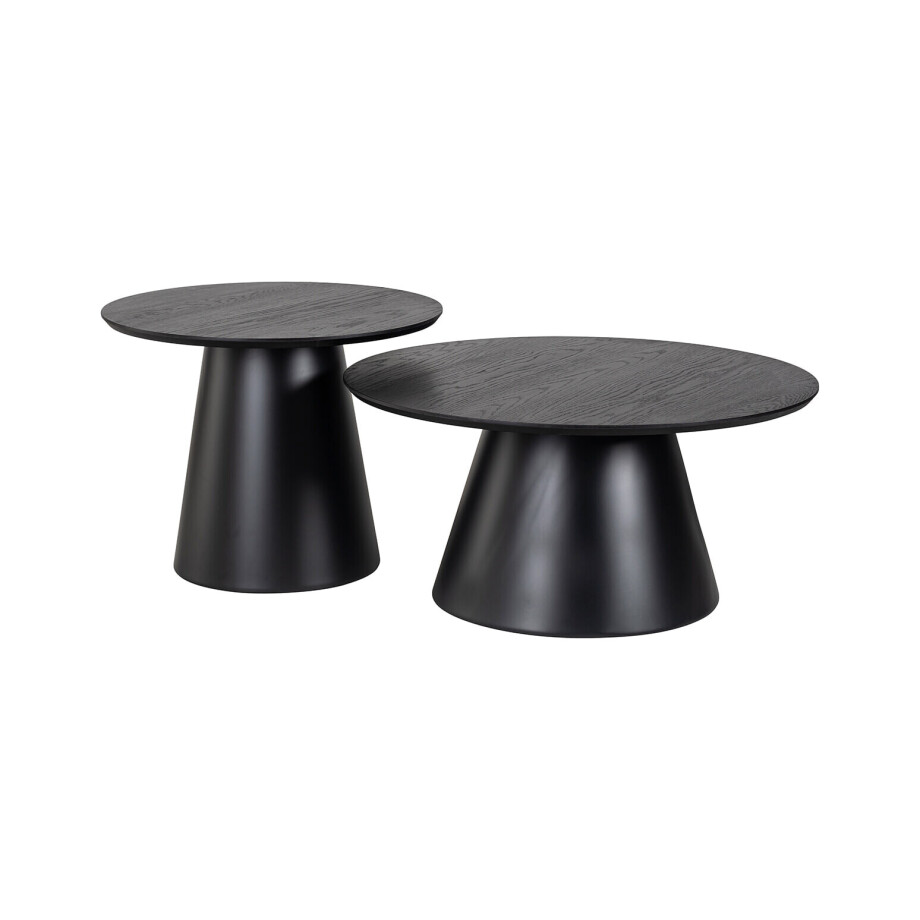 Richmond Ronde Salontafel 'Jazz' Set van 2 stuks, kleur Zwart Richmond Ronde Salontafel 'Jazz' Set van 2 stuks, kleur Zwart afbeelding 1