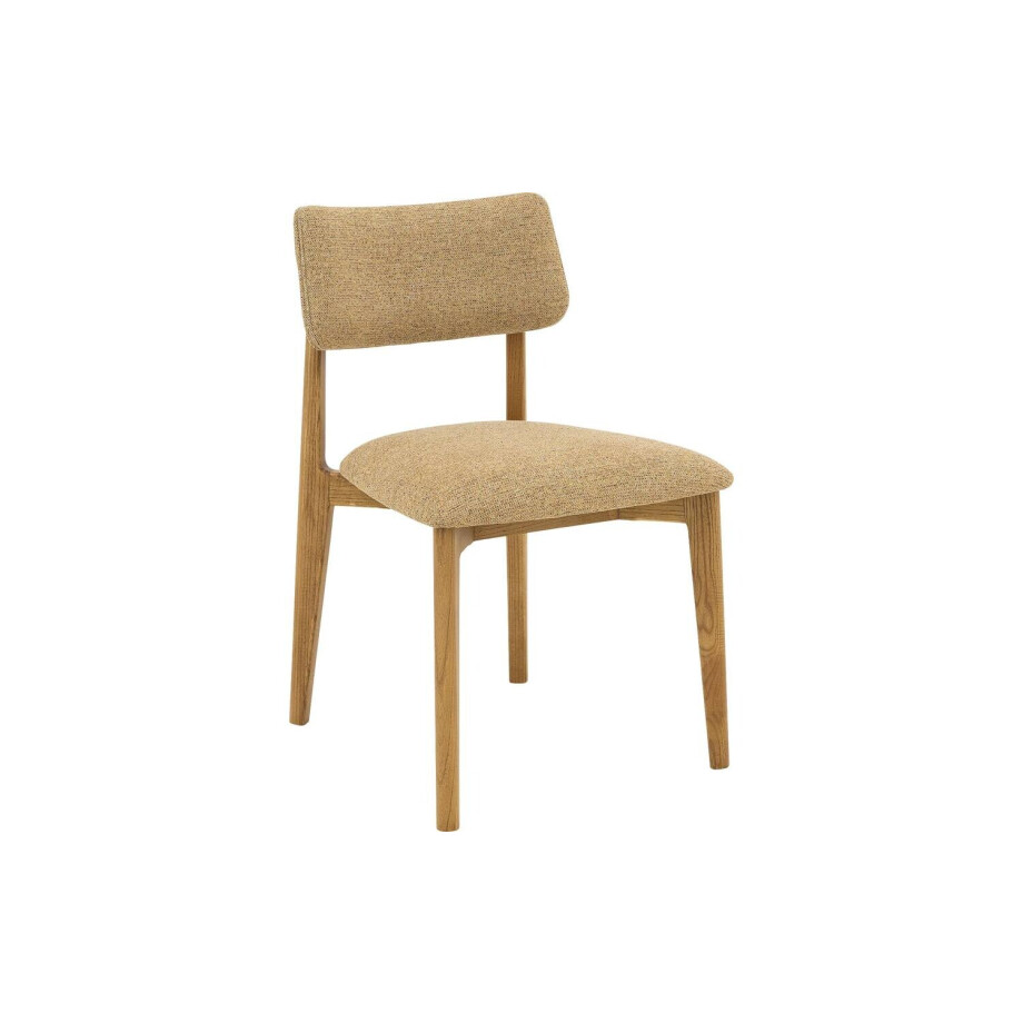 Goossens Stoel Kris met Massief Houten Frame geel stof leuning, modern design afbeelding 1
