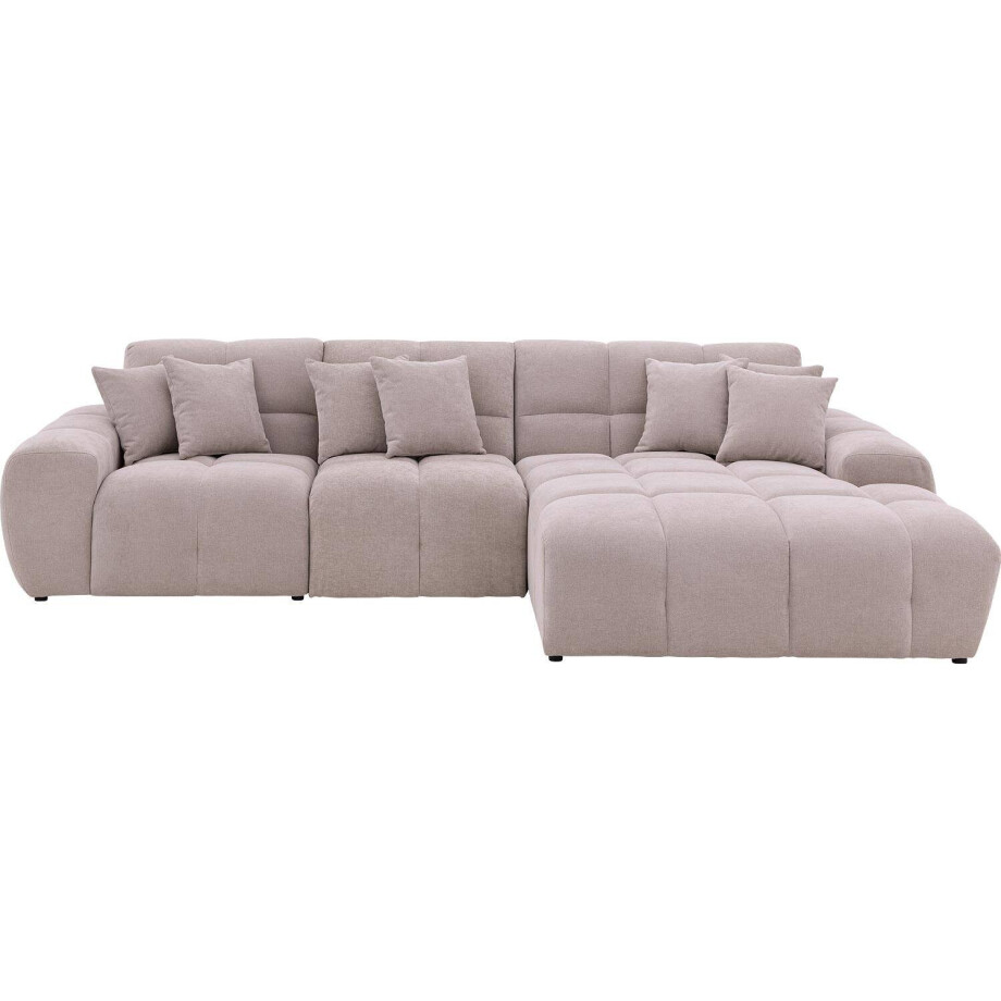 Goossens Excellent Bank Kubus beige, stof, modern design met chaise longue rechts Goossens Excellent Bank Kubus beige, stof, modern design met chaise longue rechts afbeelding 1