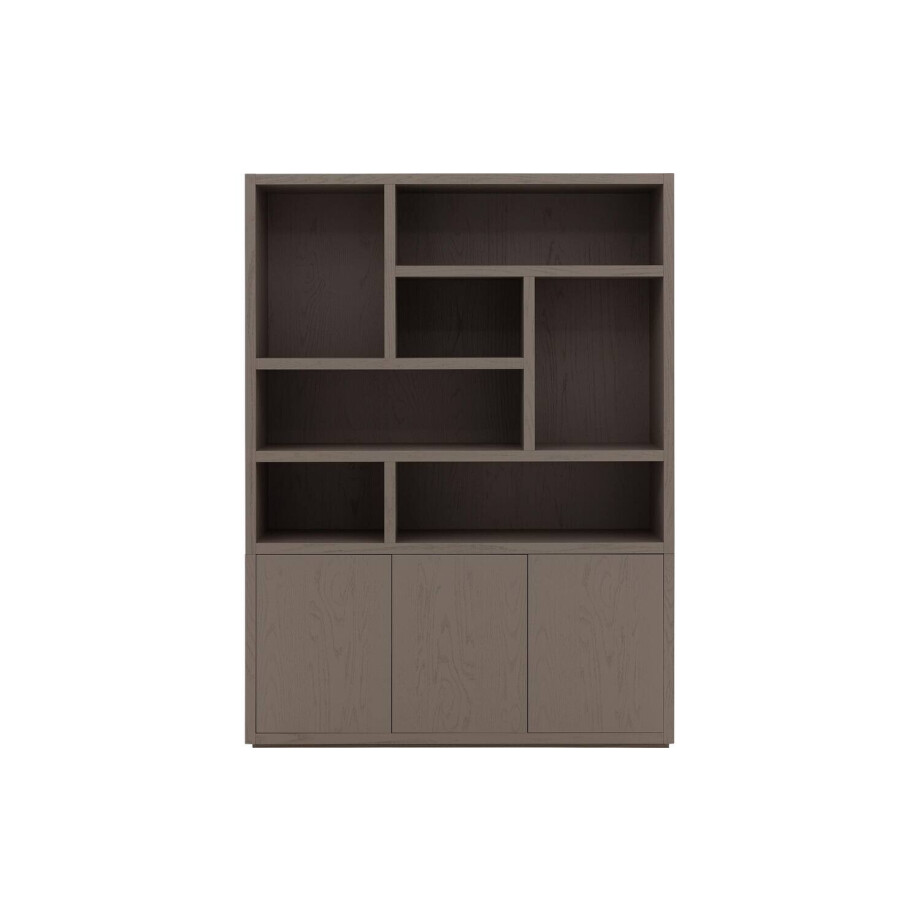 Goossens Buffetkast Barcelona, 3 deuren 7 open vakken (verticale layout), bruin eiken, 158 x 212 x 45 cm, stijlvol landelijk afbeelding 1