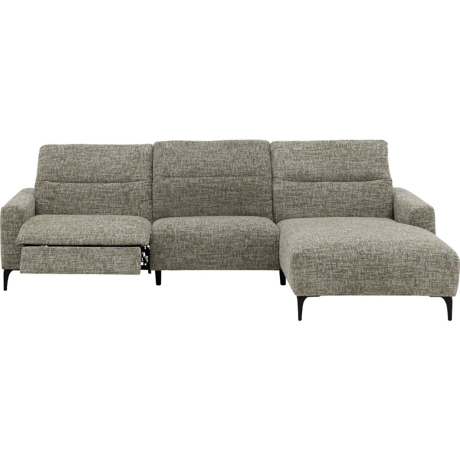 Goossens Relaxbank Apollo Met Verstelbare Hoofdsteunen groen, stof, stijlvol landelijk met chaise longue rechts afbeelding 1