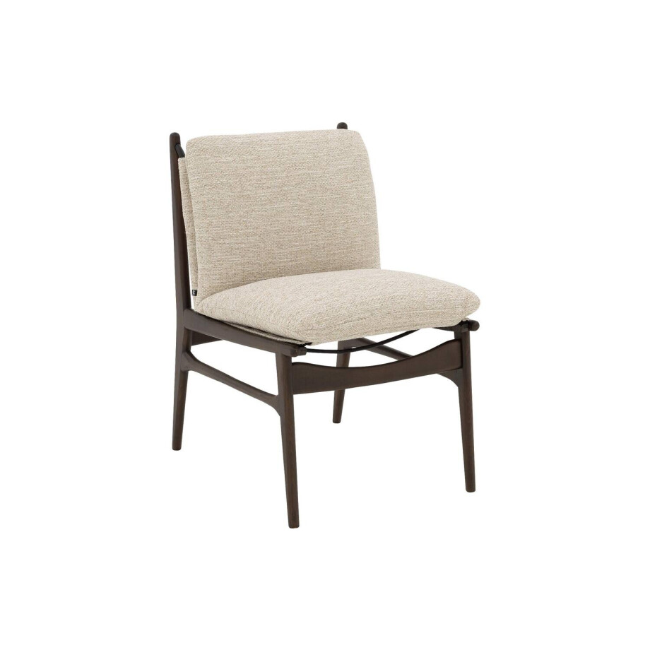 Goossens Stoel Alison met Massief Houten Frame wit stof leuning, modern design afbeelding 1