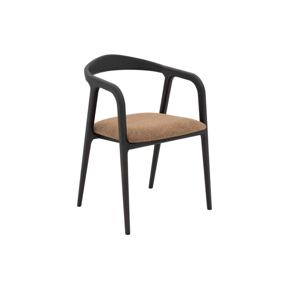 Goossens Stoel Laura met Massief Houten Frame bruin stof met armleuning, afbeelding 1