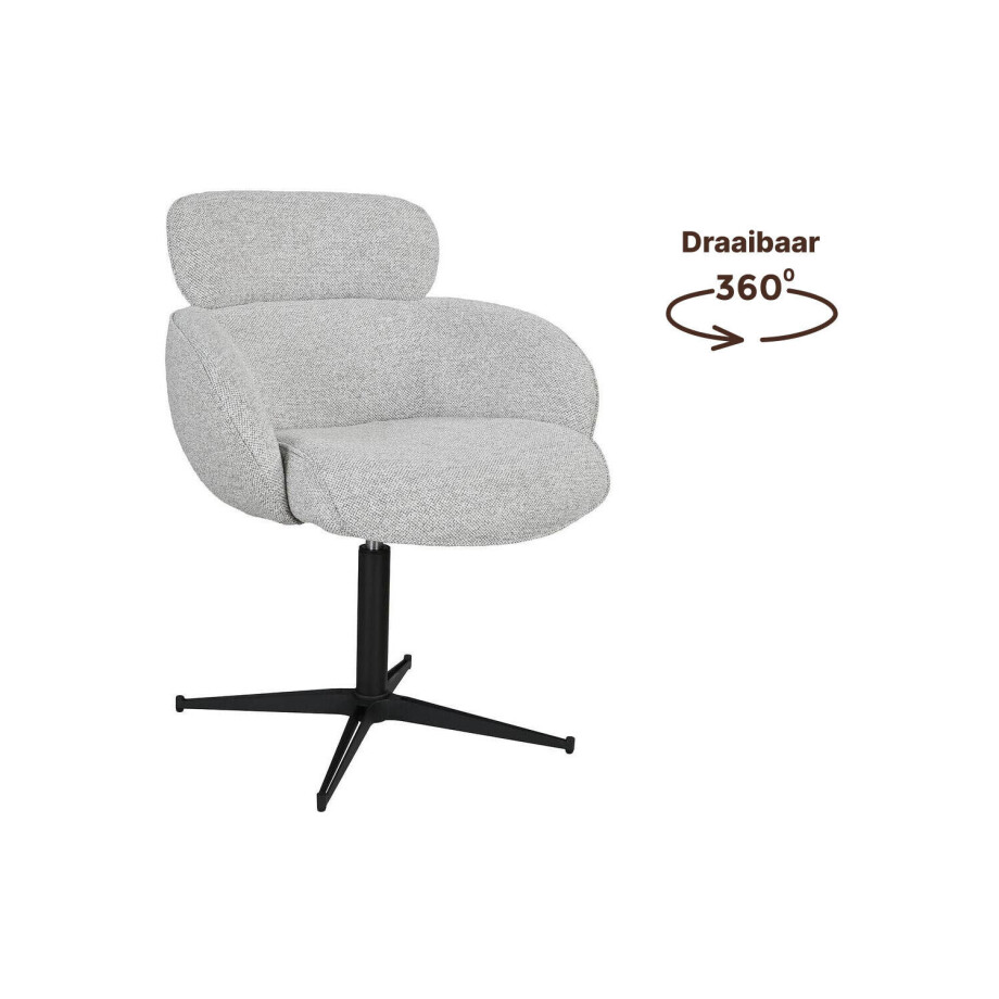 Goossens Eetkamerstoel Suus beige stof graden draaibaar met return functie met armleuning, modern design afbeelding 1