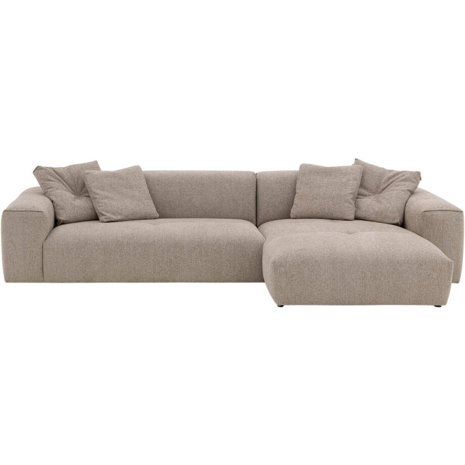 Goossens Bank Lago bruin, stof, met chaise longue rechts Goossens Bank Lago bruin, stof, met chaise longue rechts afbeelding 1