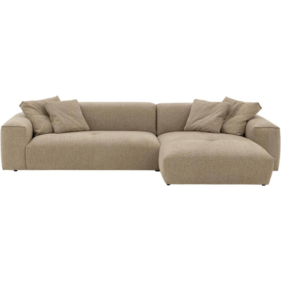 Goossens Bank Lago bruin, stof, met chaise longue rechts afbeelding 1