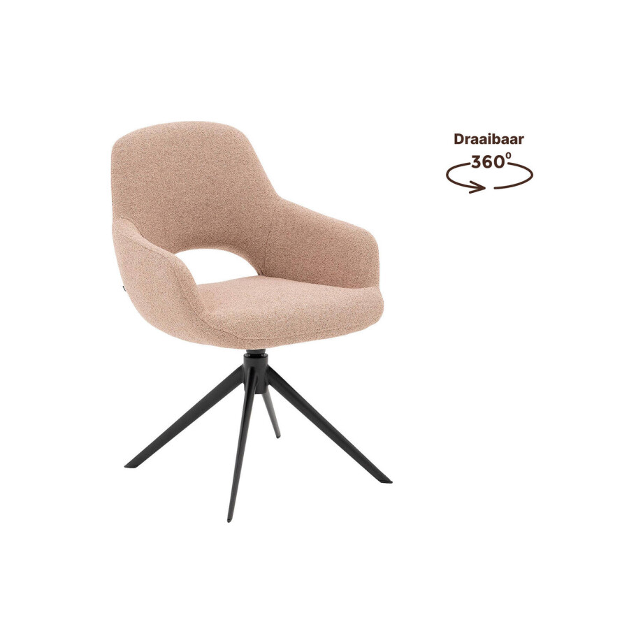 Goossens Stoel Bonna roze stof graden draaibaar met returnfunctie met armleuning, modern design afbeelding 1