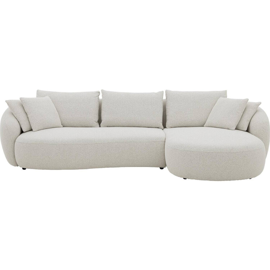 Goossens Hoekbank Ava beige, stof, 3-zits, met chaise longue rechts afbeelding 1