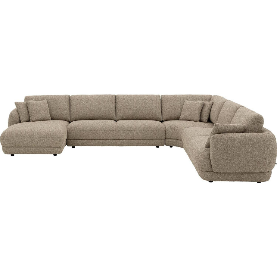 Goossens Bank Premiere beige, stof, 3-zits, met chaise longue links afbeelding 1