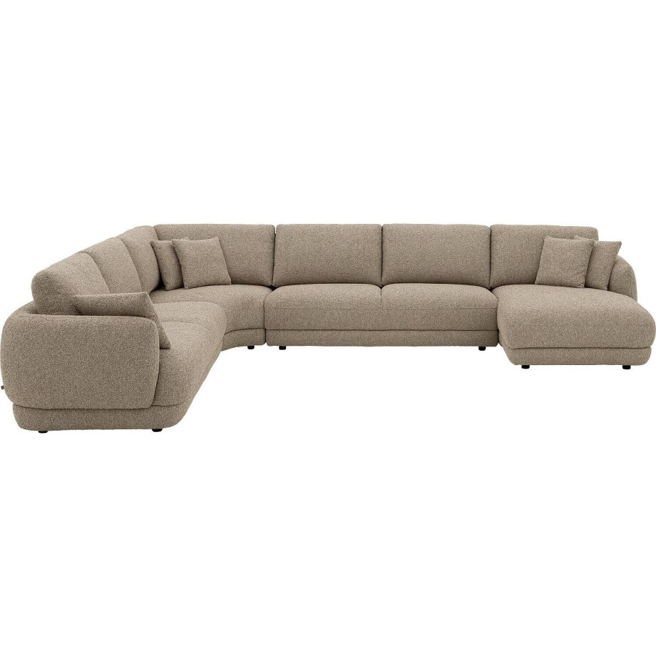 Goossens Bank Premiere beige, stof, 3-zits, met chaise longue rechts afbeelding 1