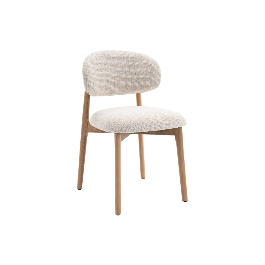 Goossens Eetkamerstoel Bessy met Massief Houten Frame beige stof leuning, Goossens Eetkamerstoel Bessy met Massief Houten Frame beige stof leuning, afbeelding 1