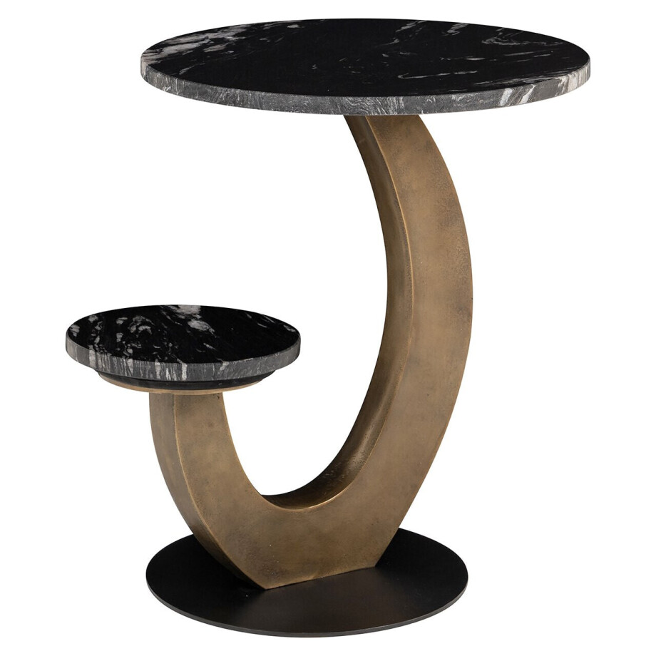 Richmond Ronde Bijzettafel 'Tibby' Marmer en brushed gold, Met 2 bladen afbeelding 1