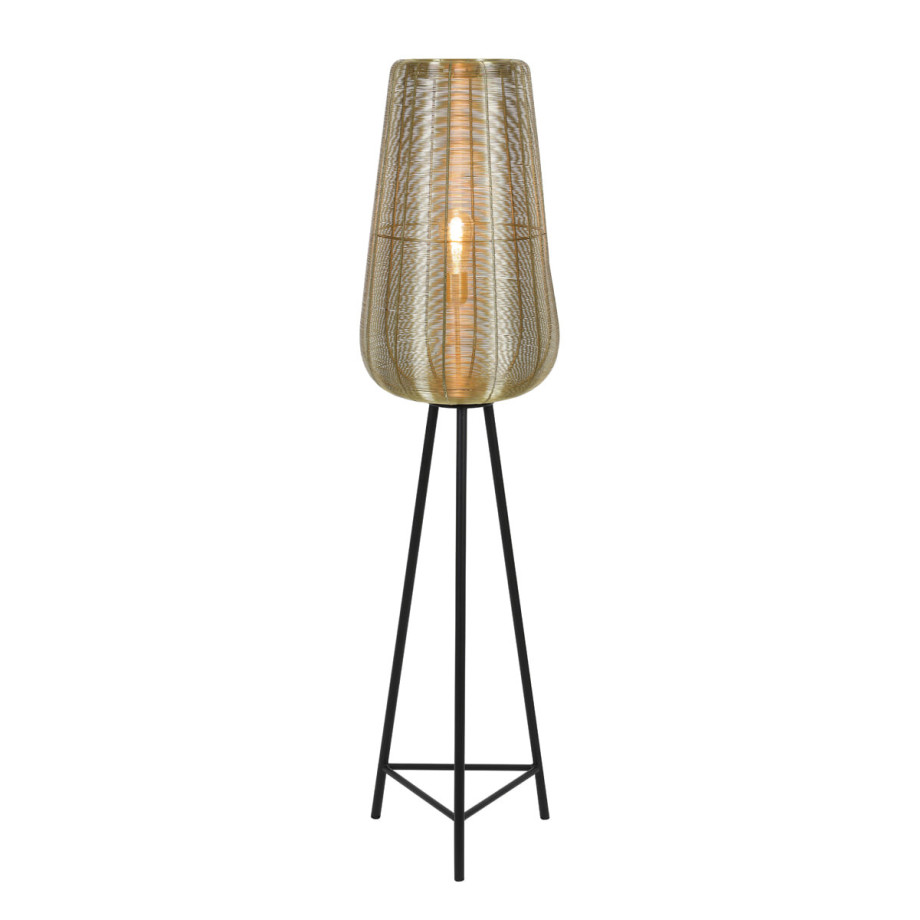 Light & Living Vloerlamp 'Adeta', goud+mat zwart, 147cm hoog afbeelding 1