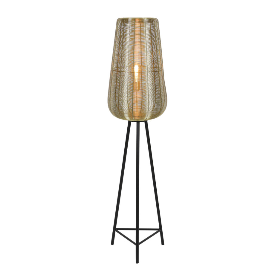Light & Living Vloerlamp 'Adeta', goud+mat zwart, 147cm hoog Light & Living Vloerlamp 'Adeta', goud+mat zwart, 147cm hoog afbeelding 1