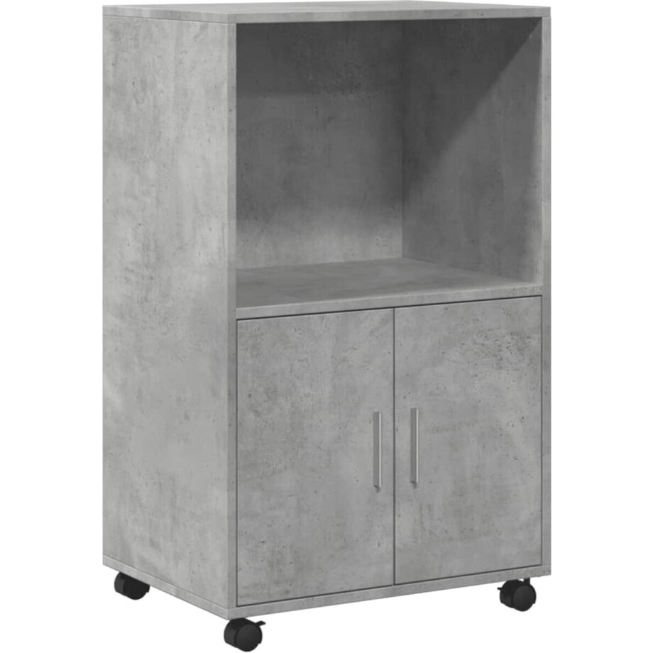 vidaXL - Rolkast - 55x40x91 - cm - bewerkt - hout - betongrijs vidaXL - Rolkast - 55x40x91 - cm - bewerkt - hout - betongrijs afbeelding 1