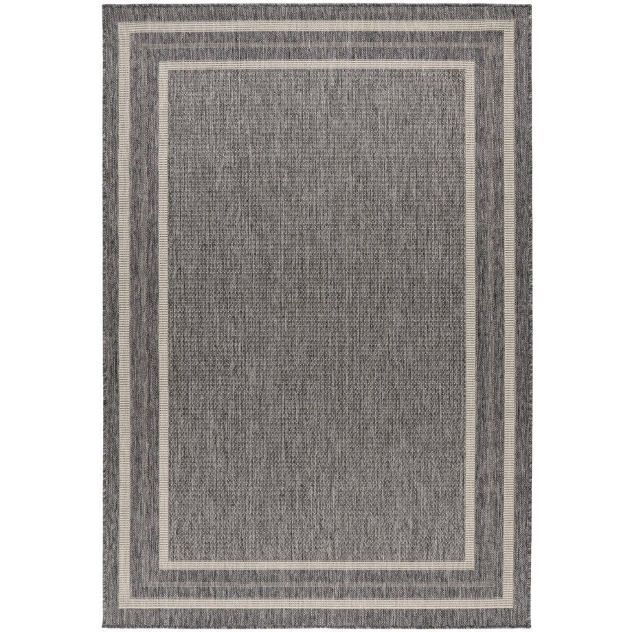 Padiro laagpolig vloerkleed - 60 x 110 cm - Zilverkleurig - Modern, Geometrisch patroon - Polypropyleen - binnen/buiten - vloerverwarming afbeelding 1