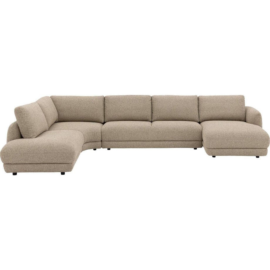 Goossens Bank Premiere beige, stof, 3-zits, met chaise longue rechts afbeelding 1