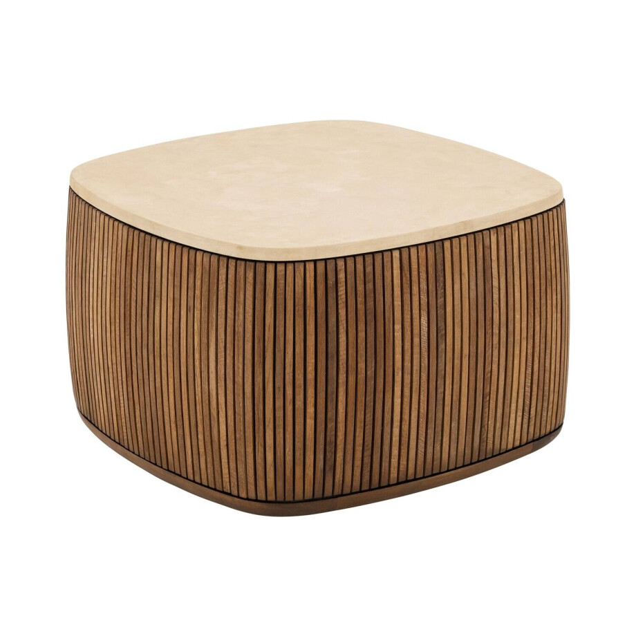 Goossens Salontafel Nova vierkant, mortex beige, stijlvol landelijk, 60 x 35 x 60 cm afbeelding 1