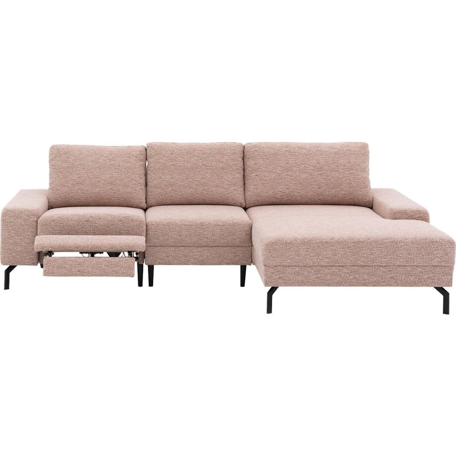 Goossens Bank Valdena roze, stof, met chaise longue links afbeelding 1
