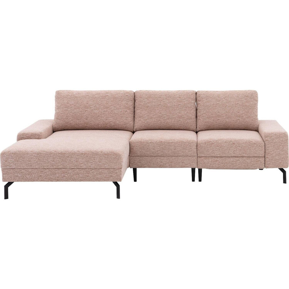 Goossens Bank Valdena roze, stof, met chaise longue links afbeelding 1