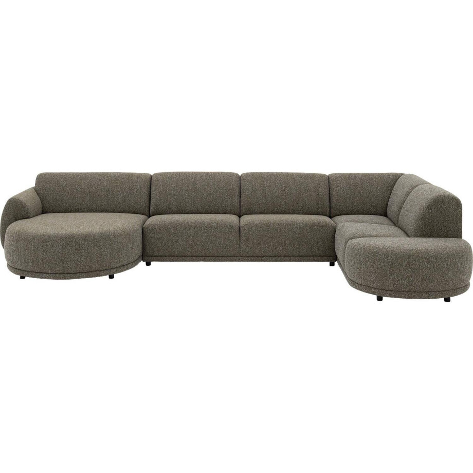 Goossens Bank Benk groen, stof, met chaise longue links afbeelding 1