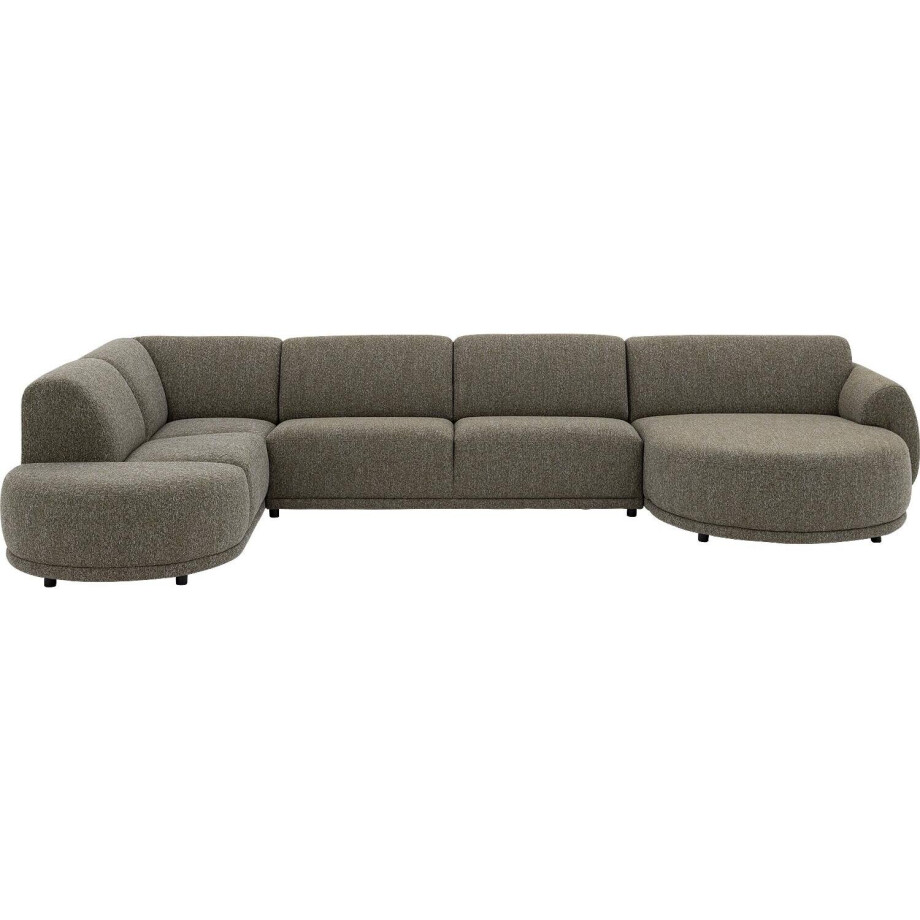 Goossens Bank Benk groen, stof, met chaise longue rechts afbeelding 1