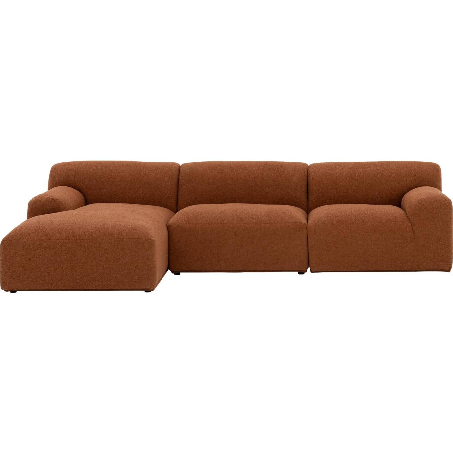 Goossens Excellent Elementenbank Sens bruin, stof, 1,5-zits, urban industrieel met chaise longue links afbeelding 1