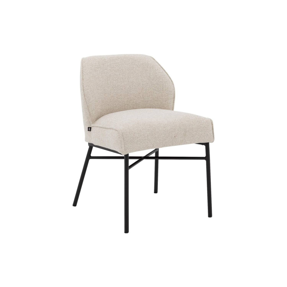 Goossens Eetkamerstoel Rory beige stof leuning, elegant chic Goossens Eetkamerstoel Rory beige stof leuning, elegant chic afbeelding 1