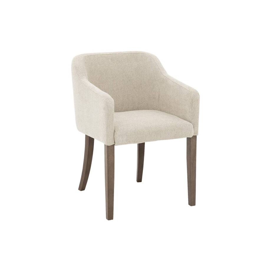 Goossens Eetkamerstoel Peda beige stof met armleuning, elegant chic afbeelding 1