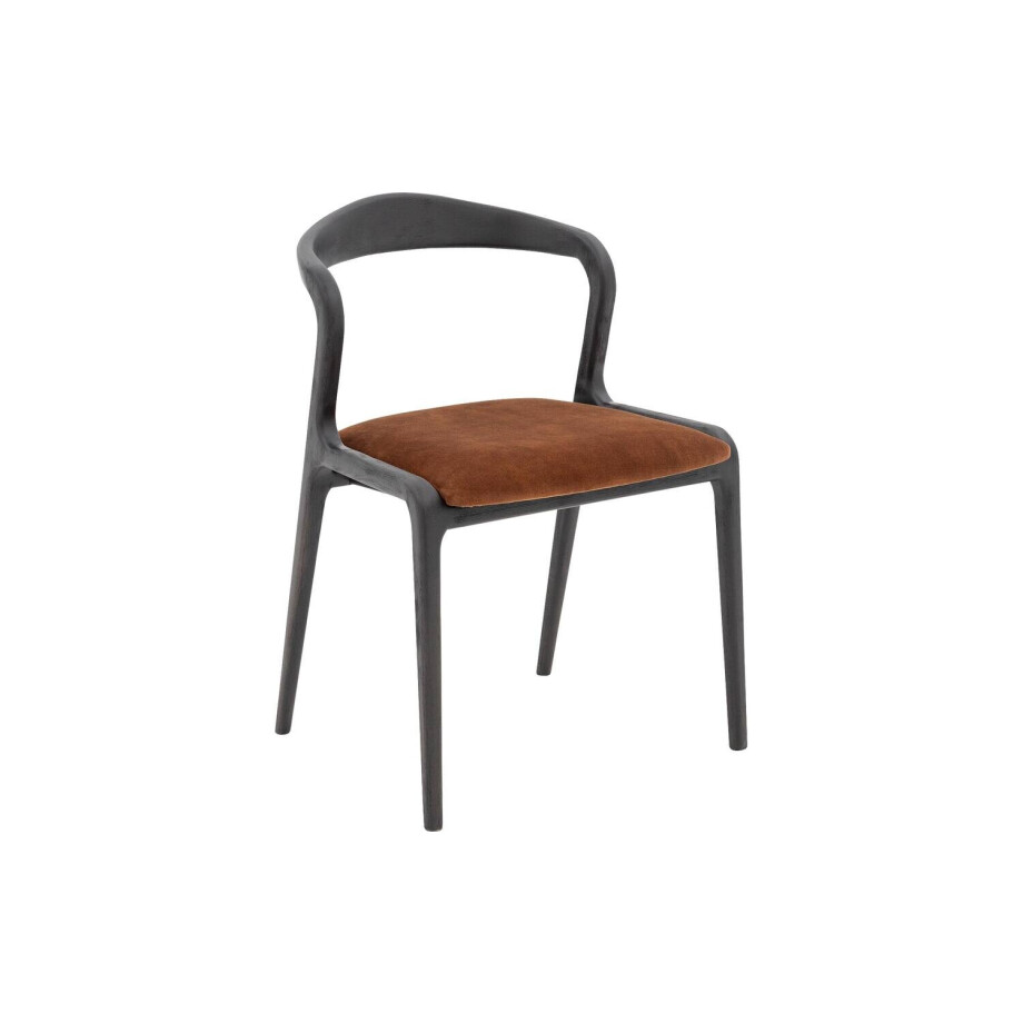 Goossens Stoel Laura met Massief Houten Frame bruin velvet stof leuning, Goossens Stoel Laura met Massief Houten Frame bruin velvet stof leuning, afbeelding 1