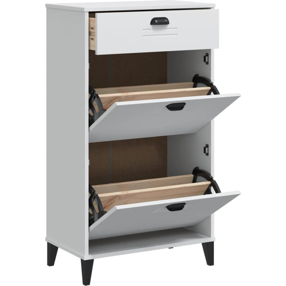 vidaXL - Schoenenkast - VIKEN - bewerkt - hout - wit vidaXL - Schoenenkast - VIKEN - bewerkt - hout - wit afbeelding 1